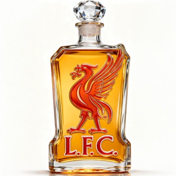 1 Liverpool FC ihletésű whiskykarafa – luxus kristály italos palack, kézzel készített, ideális whiskyhez, bourbonhöz, konyakhoz vagy skót whiskyhez
