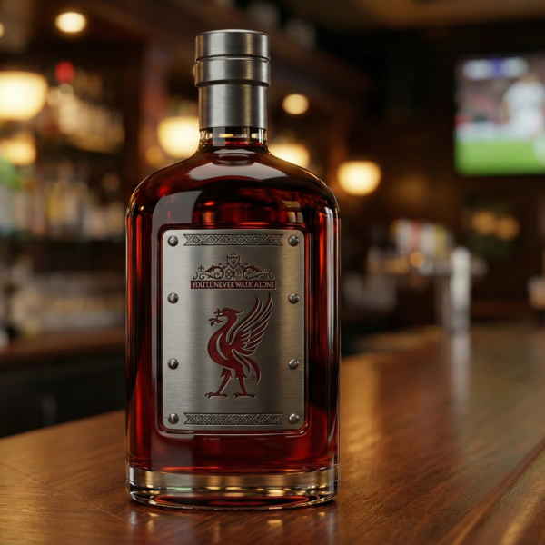 1 (1) Liverpool FC whiskykarafa – luxus kristály italos palack, kézzel készített karafa Liverpool FC logóval, ideális whiskyhez, bourbonhoz, konyakhoz vagy skót whiskyhez