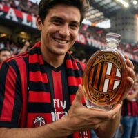 2 AC Milan ihletésű whiskykarafa – luxus kristály italos palack, kézzel készített, ideális whiskyhez, bourbonhöz, konyakhoz vagy skót whiskyhez