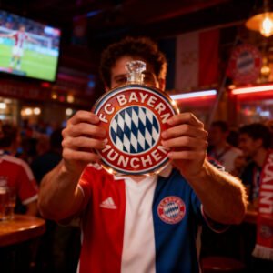 Bayern Munich ihletésű whiskykarafa – luxus kristály italos palack, kézzel készített, ideális whiskyhez, bourbonhöz, konyakhoz vagy skót whiskyhez