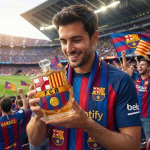 FC Barcelona ihletésű whiskykarafa – luxus kristály italos palack, kézzel készített, ideális whiskyhez, bourbonhöz, konyakhoz vagy skót whiskyhez
