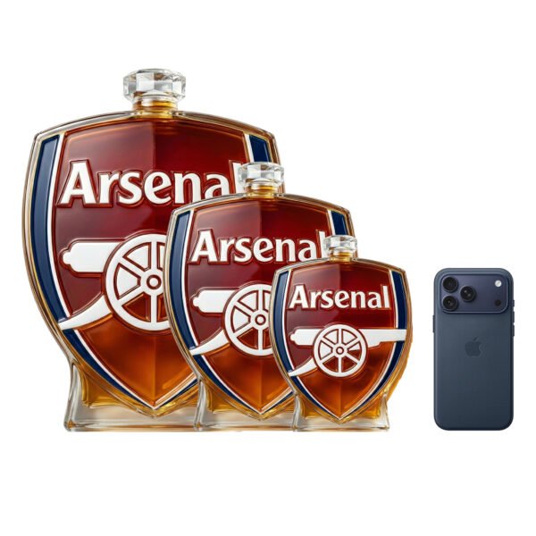 3 Arsenal FC ihletésű whiskykarafa – luxus kristály italos palack, kézzel készített, ideális whiskyhez, bourbonhöz, konyakhoz vagy skót whiskyhez