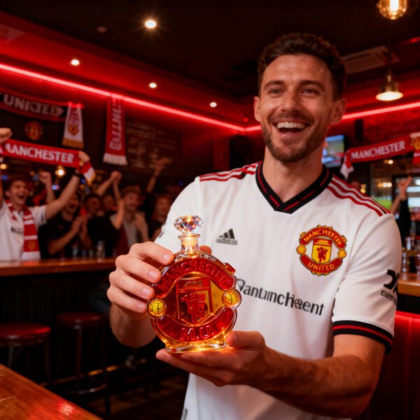3 Manchester United ihletésű whiskykarafa – luxus kristály italos palack, kézzel készített, ideális whiskyhez, bourbonhöz, konyakhoz vagy skót whiskyhez