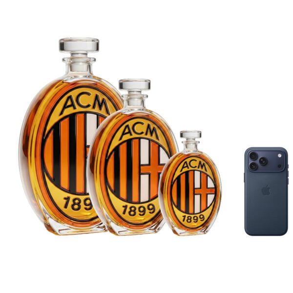 4 AC Milan ihletésű whiskykarafa – luxus kristály italos palack, kézzel készített, ideális whiskyhez, bourbonhöz, konyakhoz vagy skót whiskyhez